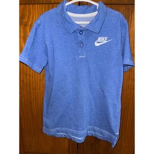 Nike Kids Dri-FIT Blue Heathered Short Sleeve Polo Shirt Size S 4-5 Years